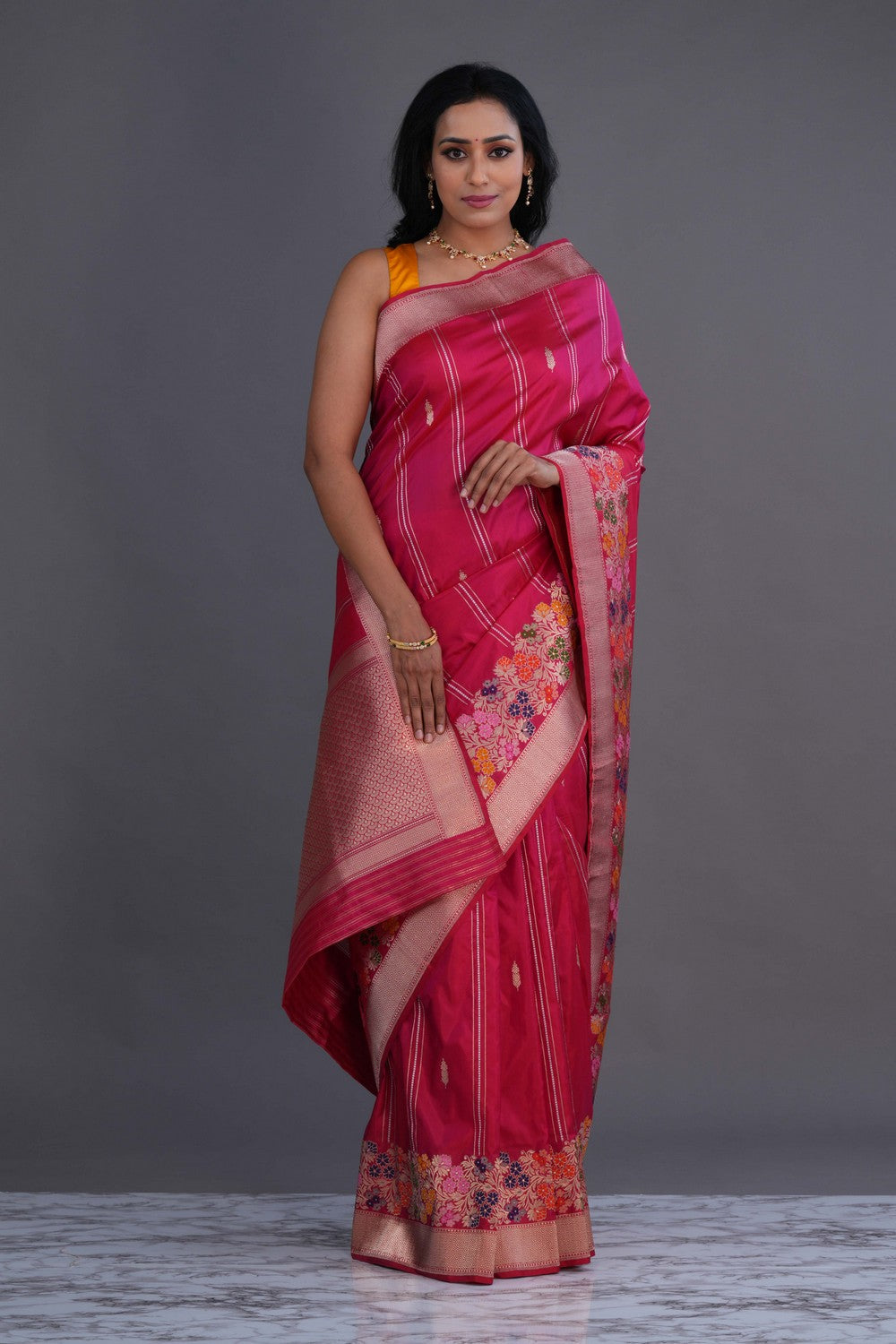 Image of Banarasi Katan Silk Pink Saree
