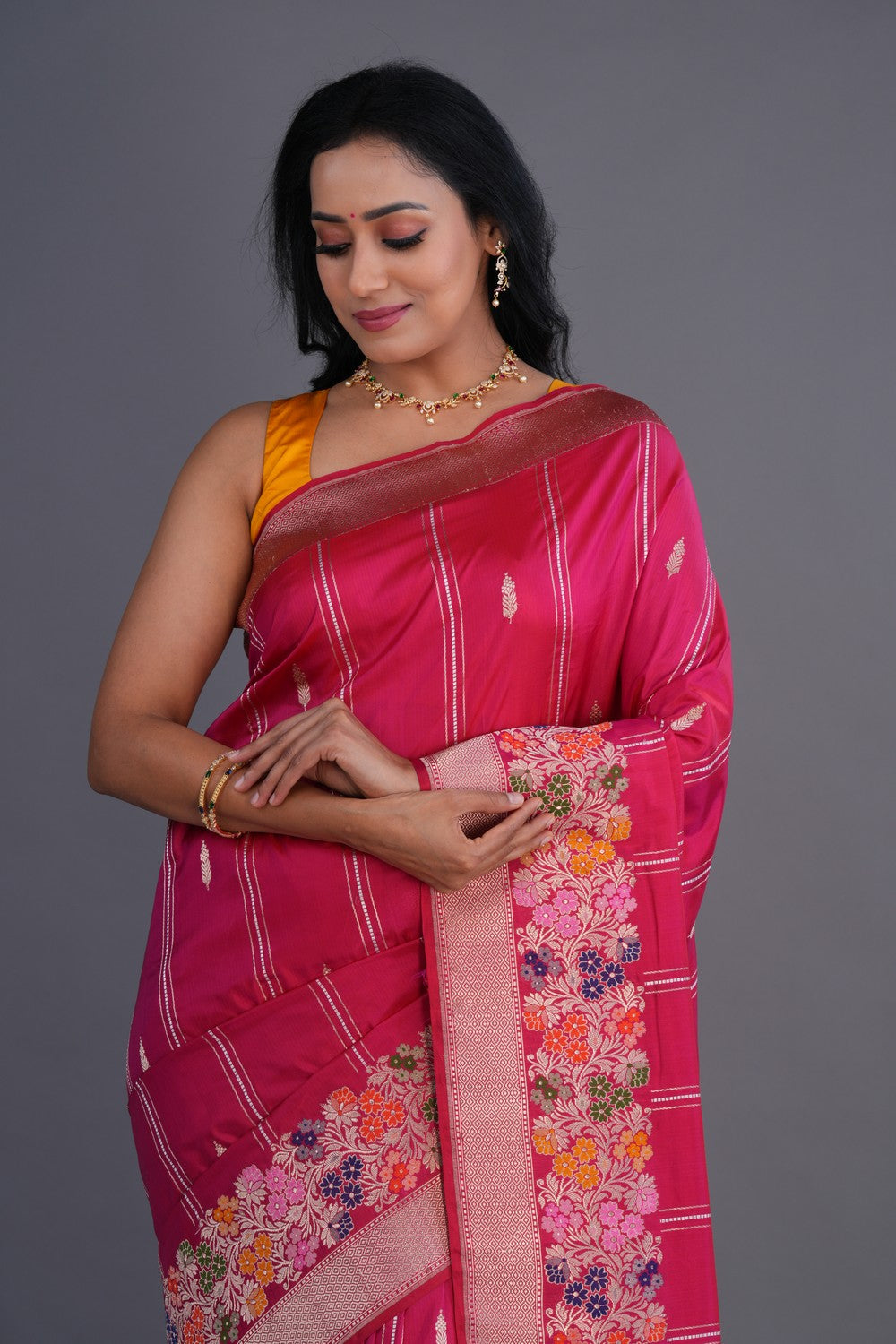 Image of Banarasi Katan Silk Pink Saree
