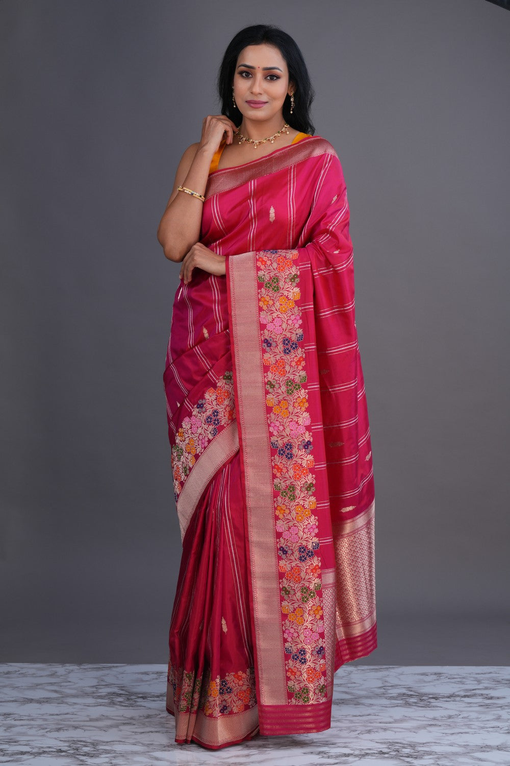 Image of Banarasi Katan Silk Pink Saree