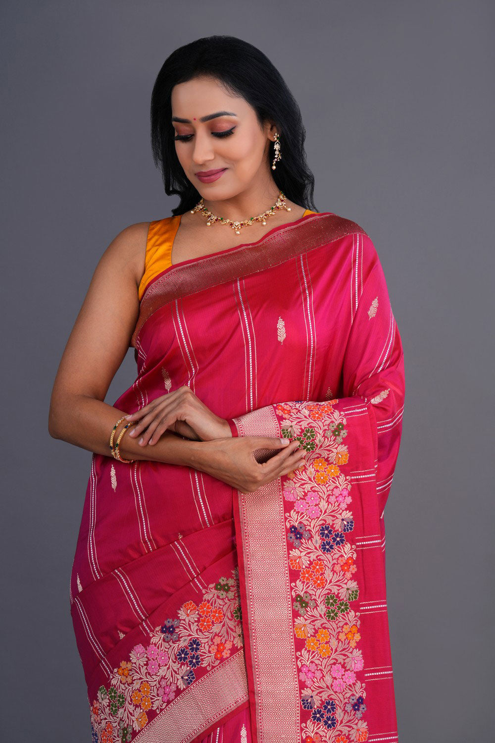 Image of Banarasi Katan Silk Pink Saree
