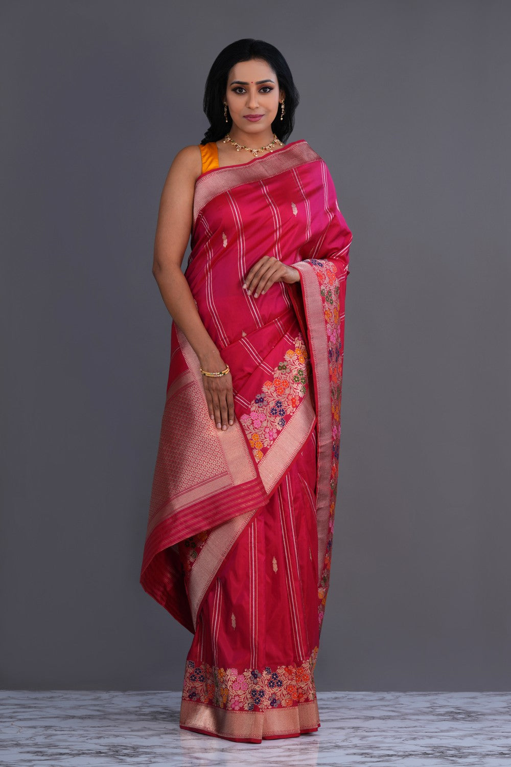 Image of Banarasi Katan Silk Pink Saree