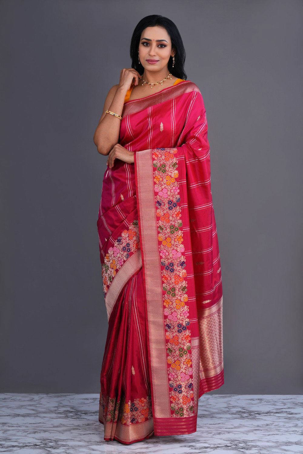 Image of Banarasi Katan Silk Pink Saree