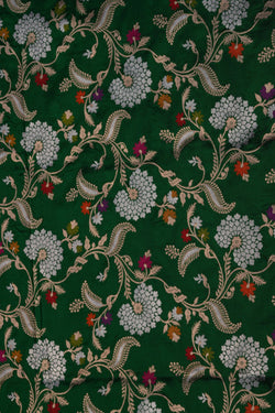 Image of Banarasi Katan Silk Green Saree