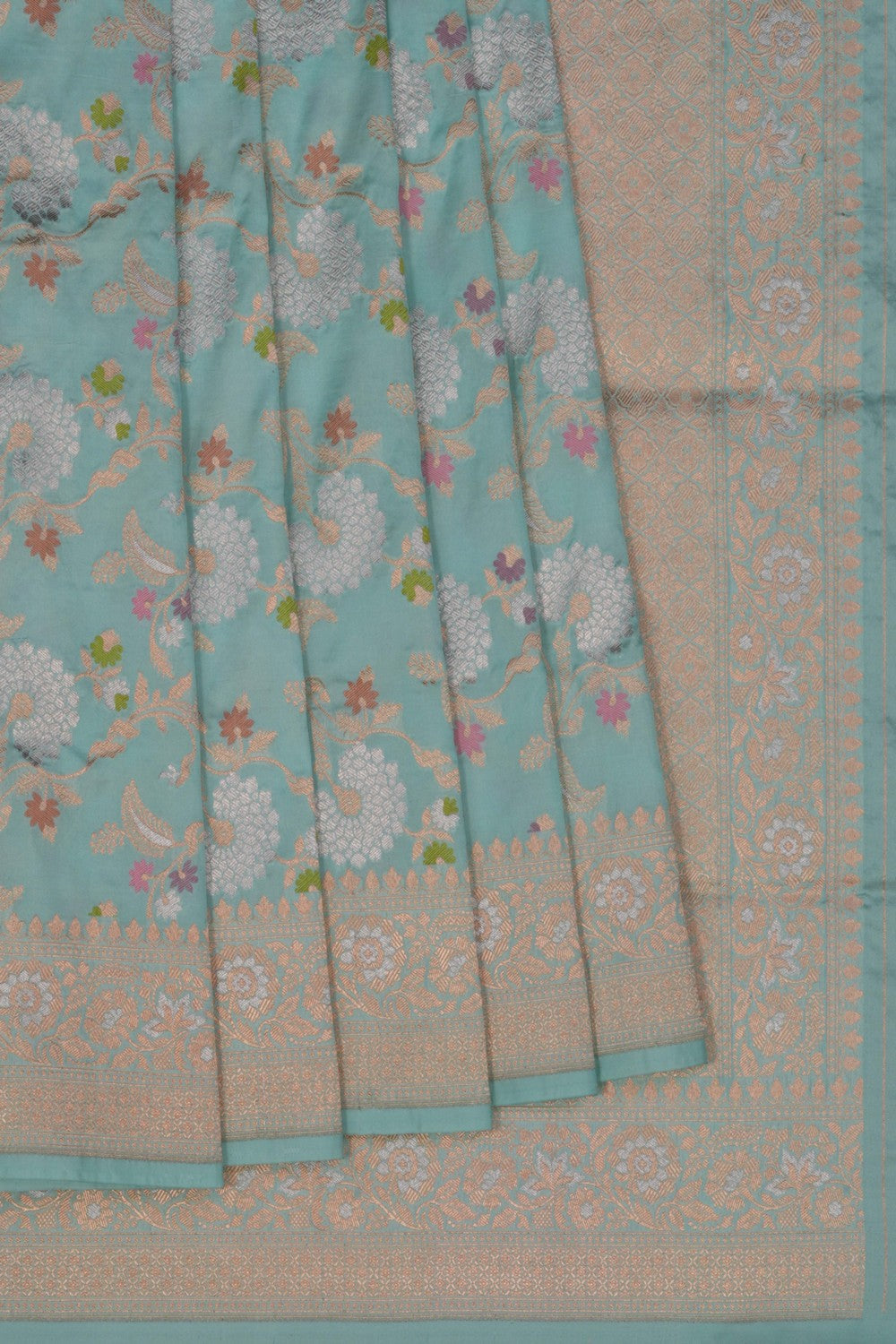 Image of Banarasi Katan Silk Ice Blue Saree