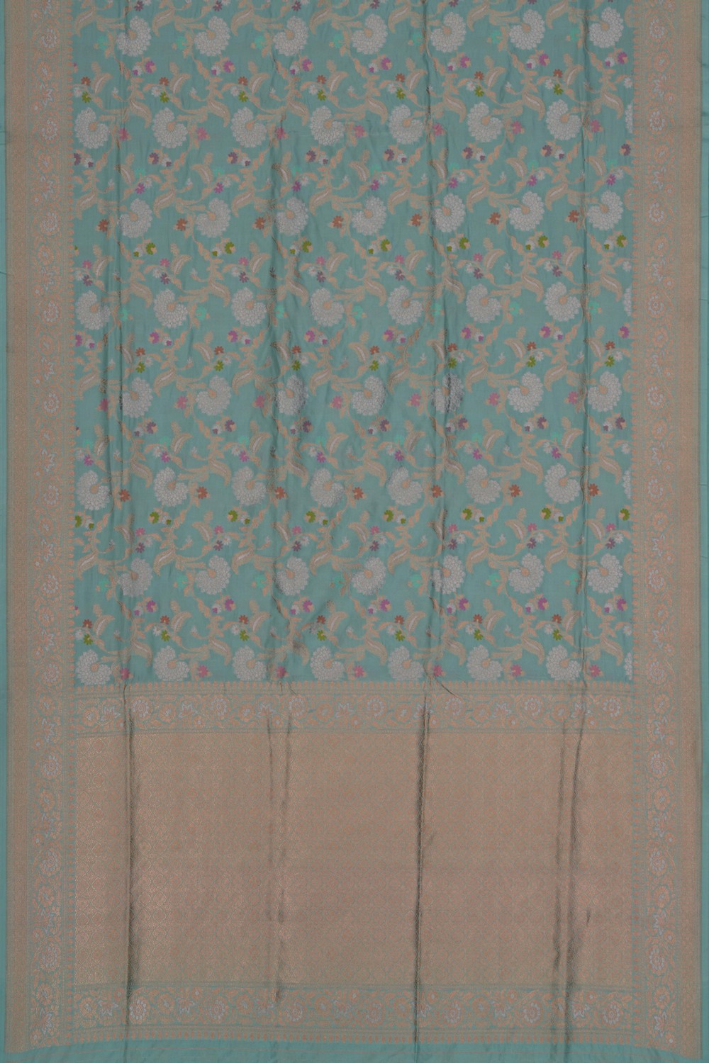 Image of Banarasi Katan Silk Ice Blue Saree