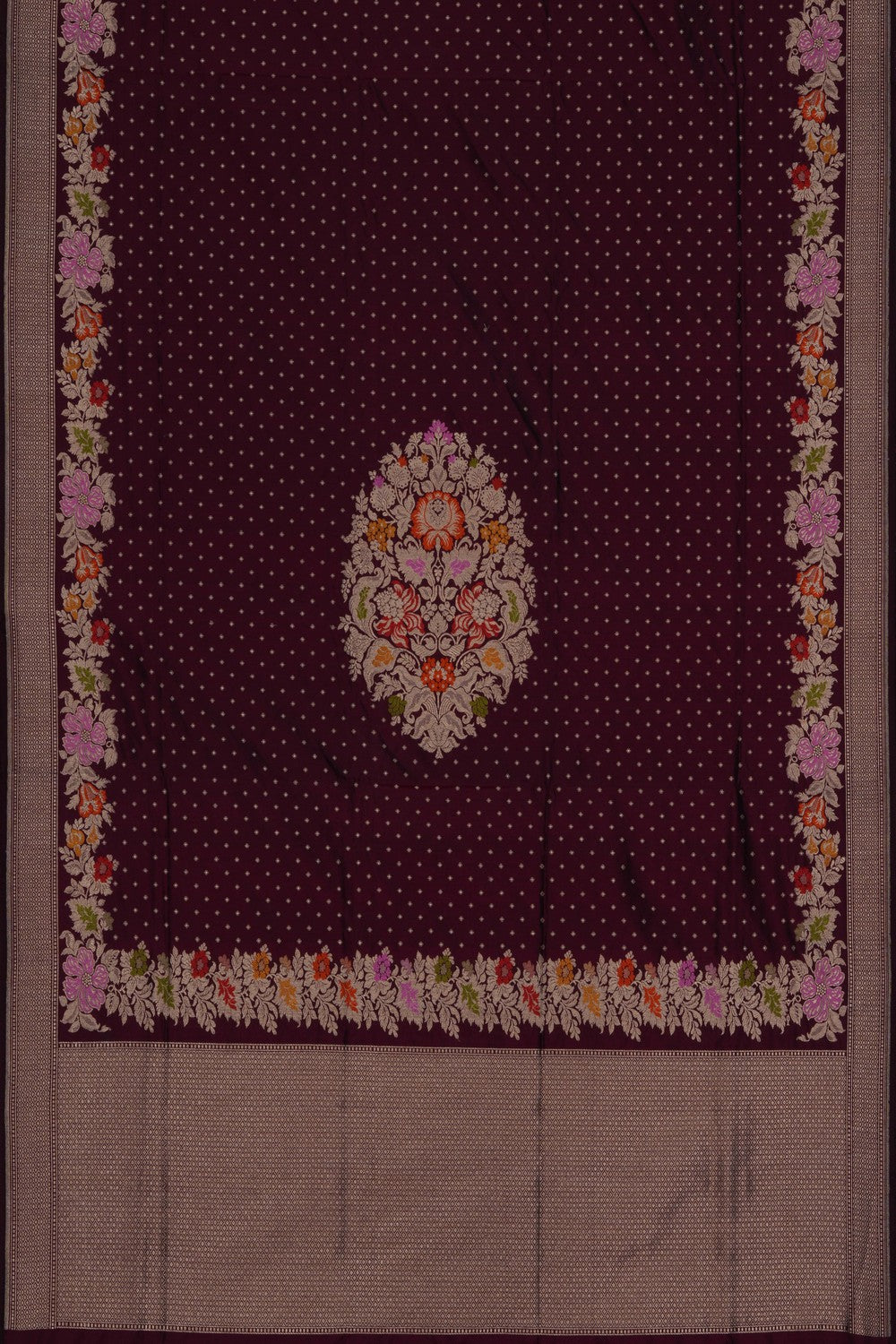 Image of Banarasi Katan Silk Wine Violet Saree