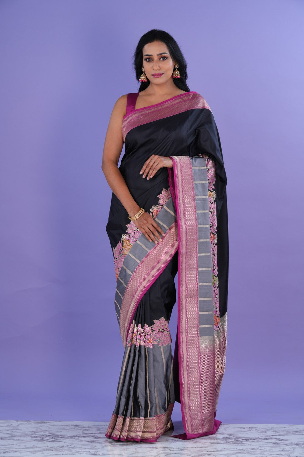 Banarasi Katan Silk Black Saree