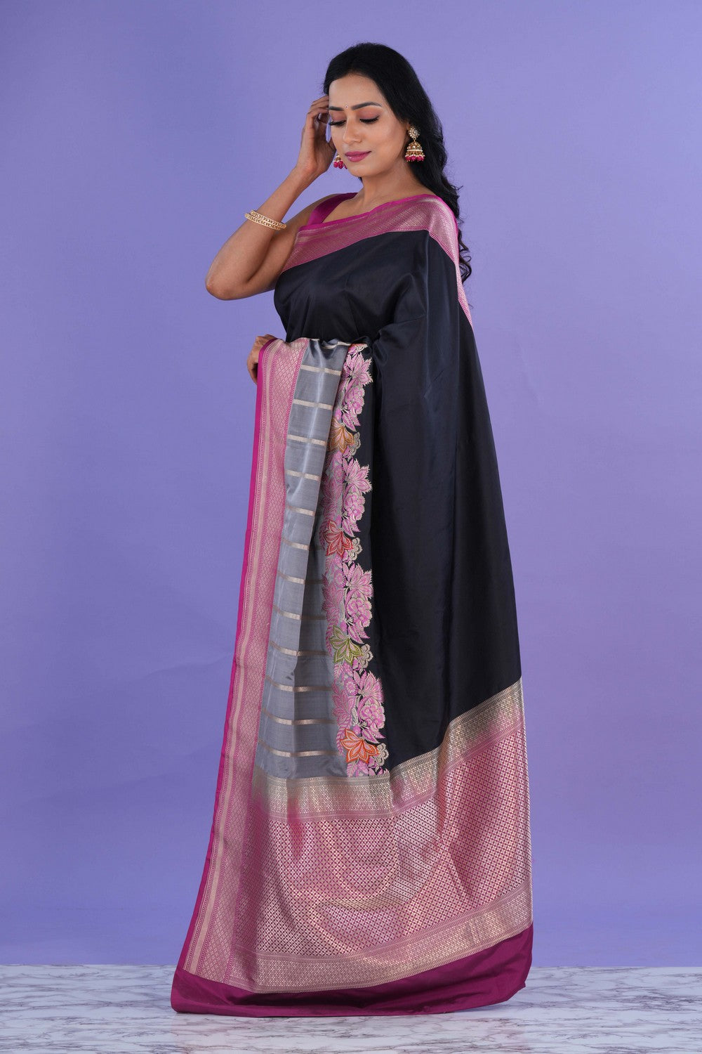 Banarasi Katan Silk Black Saree