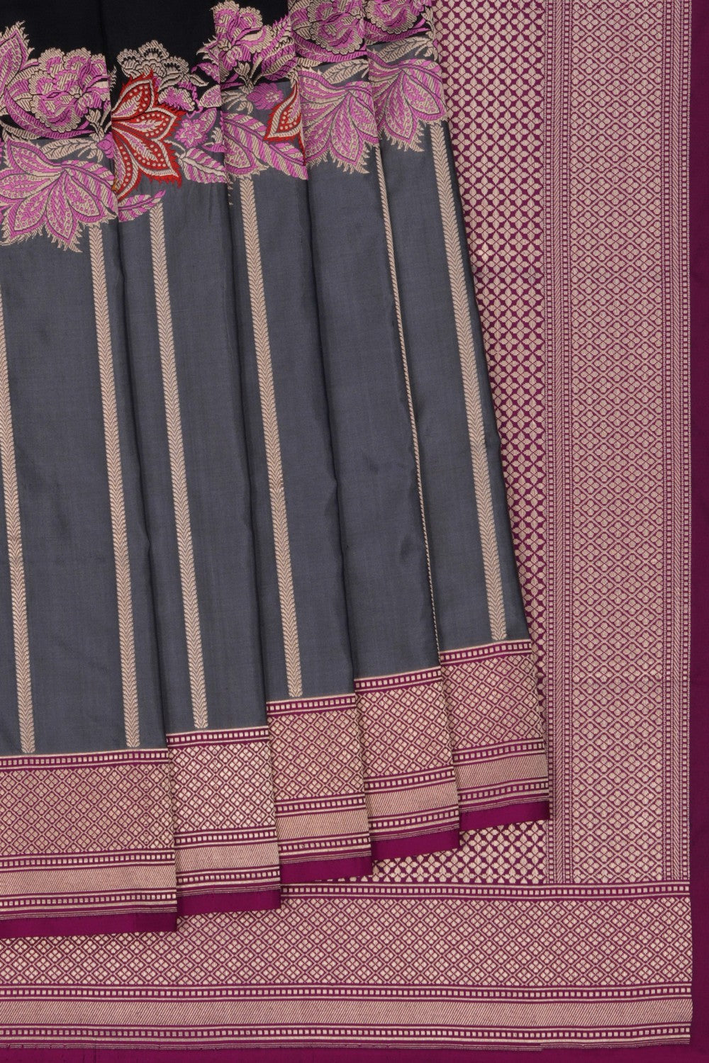 Image of Banarasi Katan Silk Black Saree