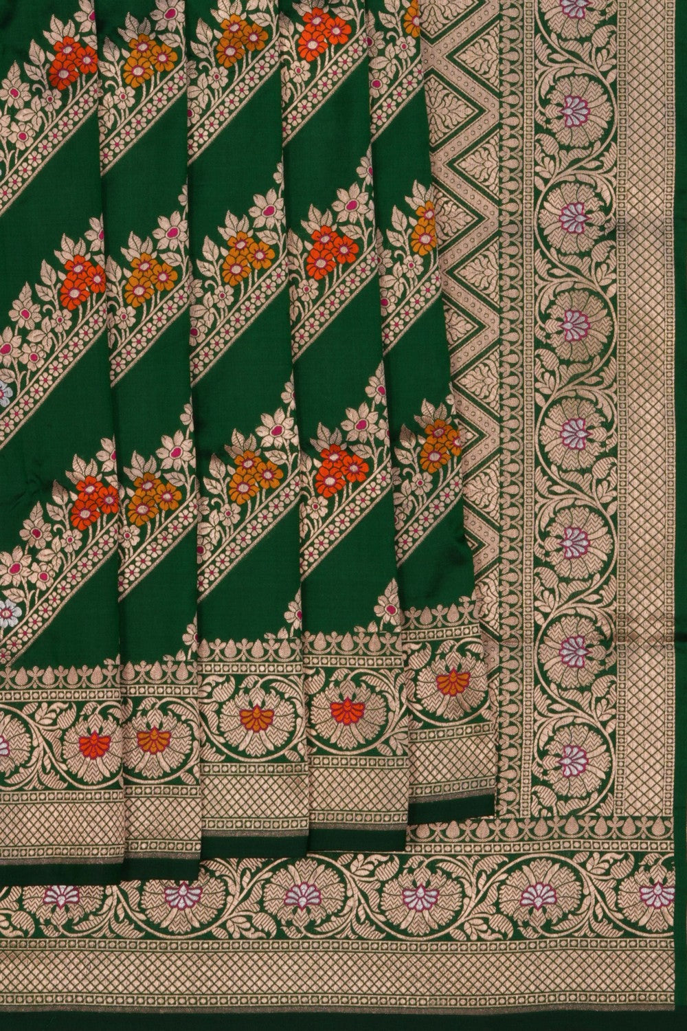Image of Banarasi Katan Silk Green Saree