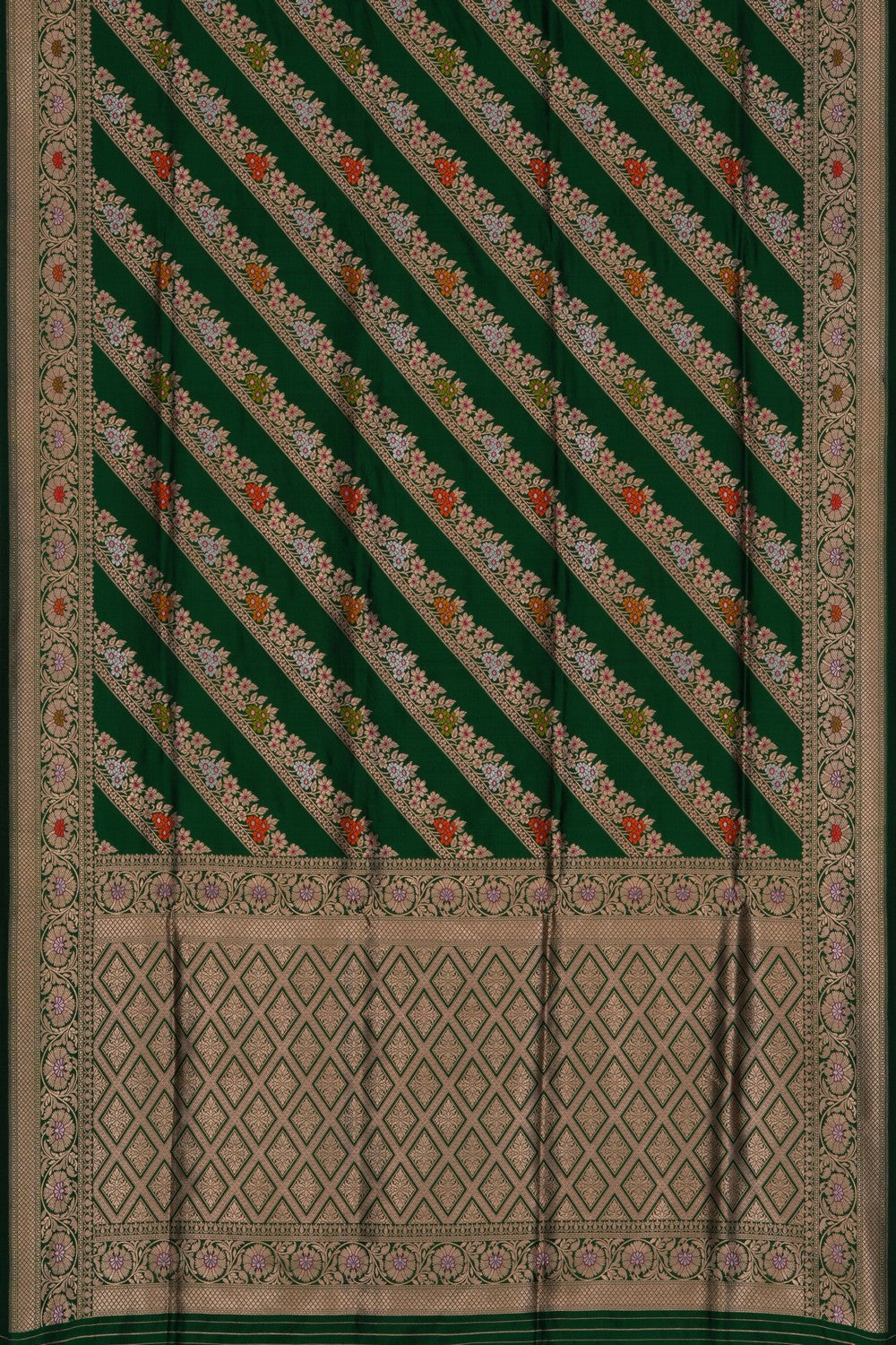 Image of Banarasi Katan Silk Green Saree