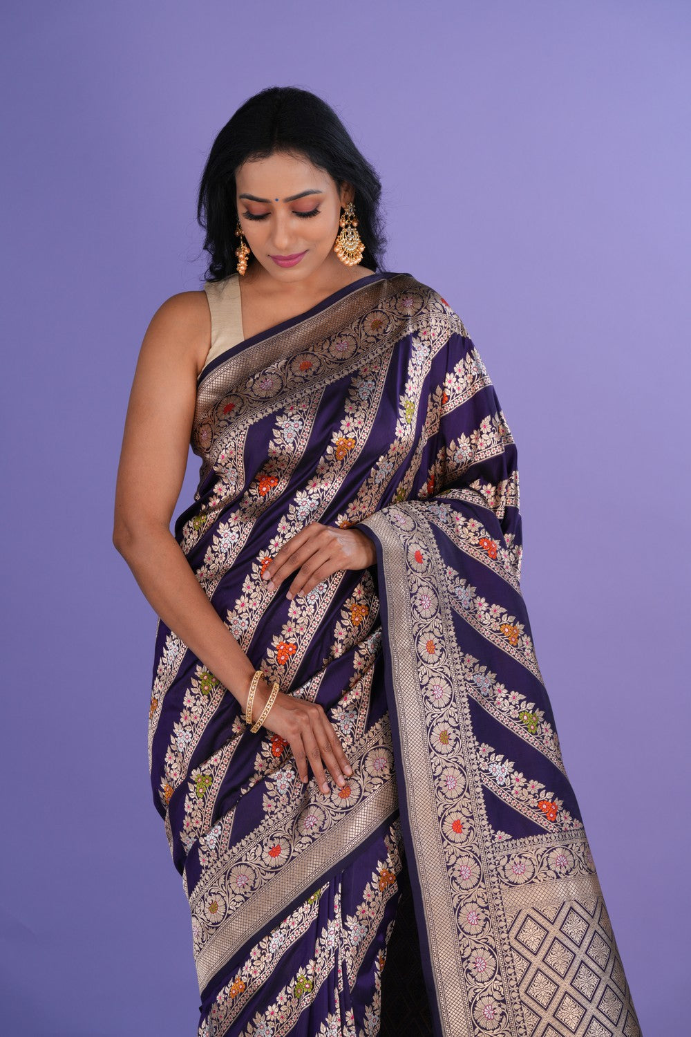 Banarasi Katan Silk Purple Saree