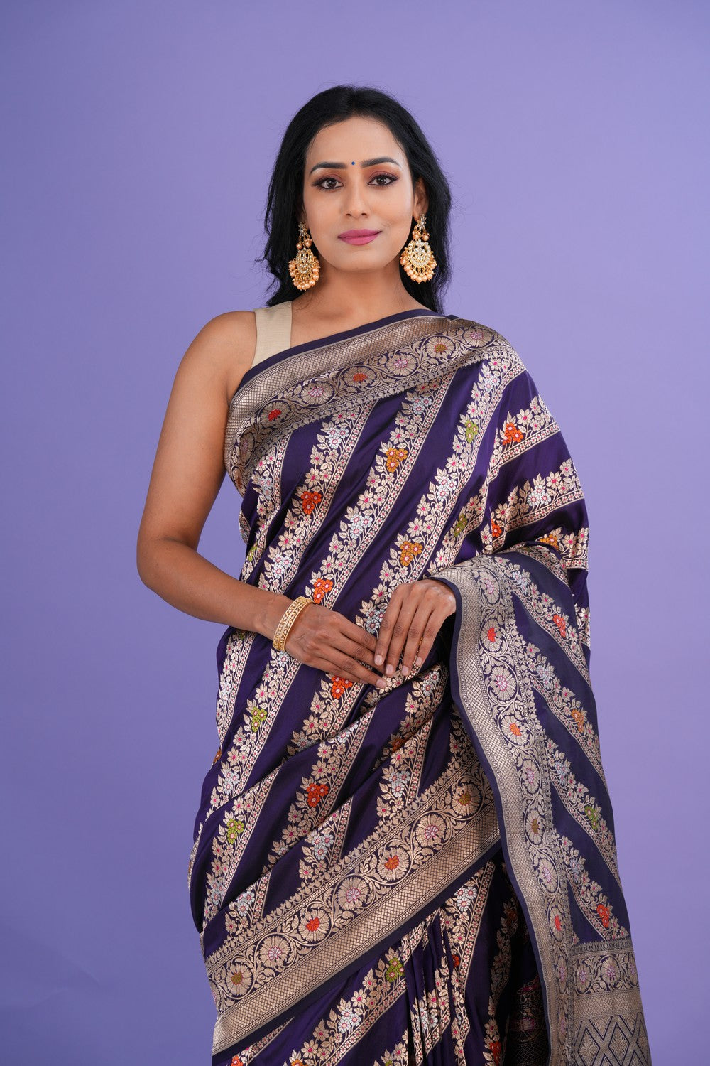 Banarasi Katan Silk Purple Saree