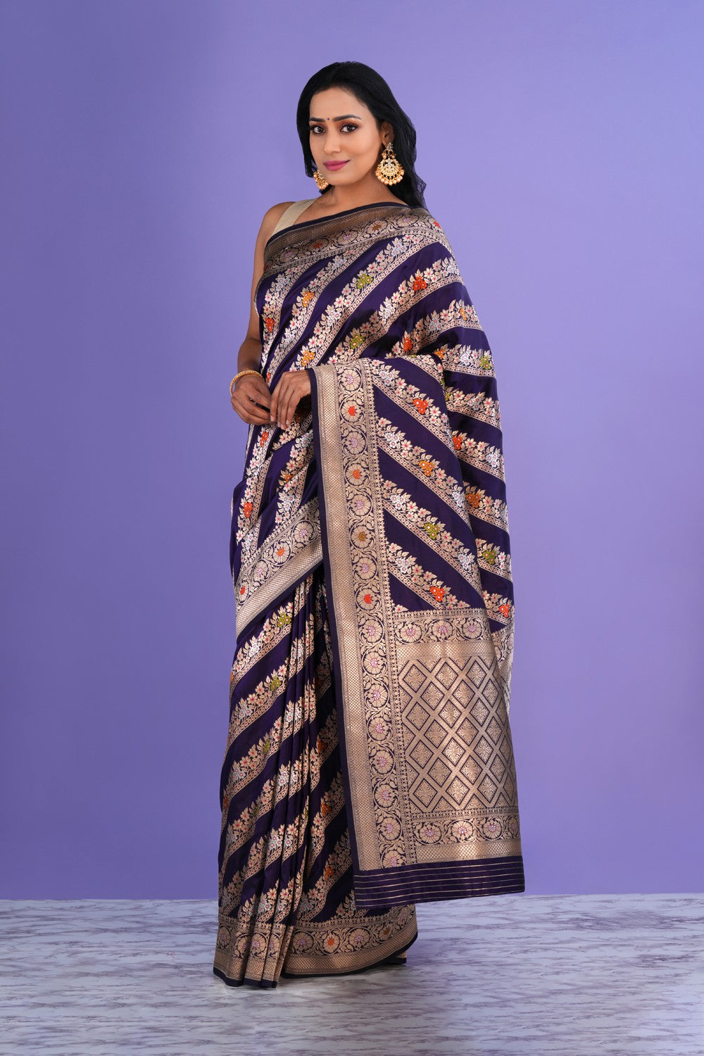 Image of Banarasi Katan Silk Purple Saree