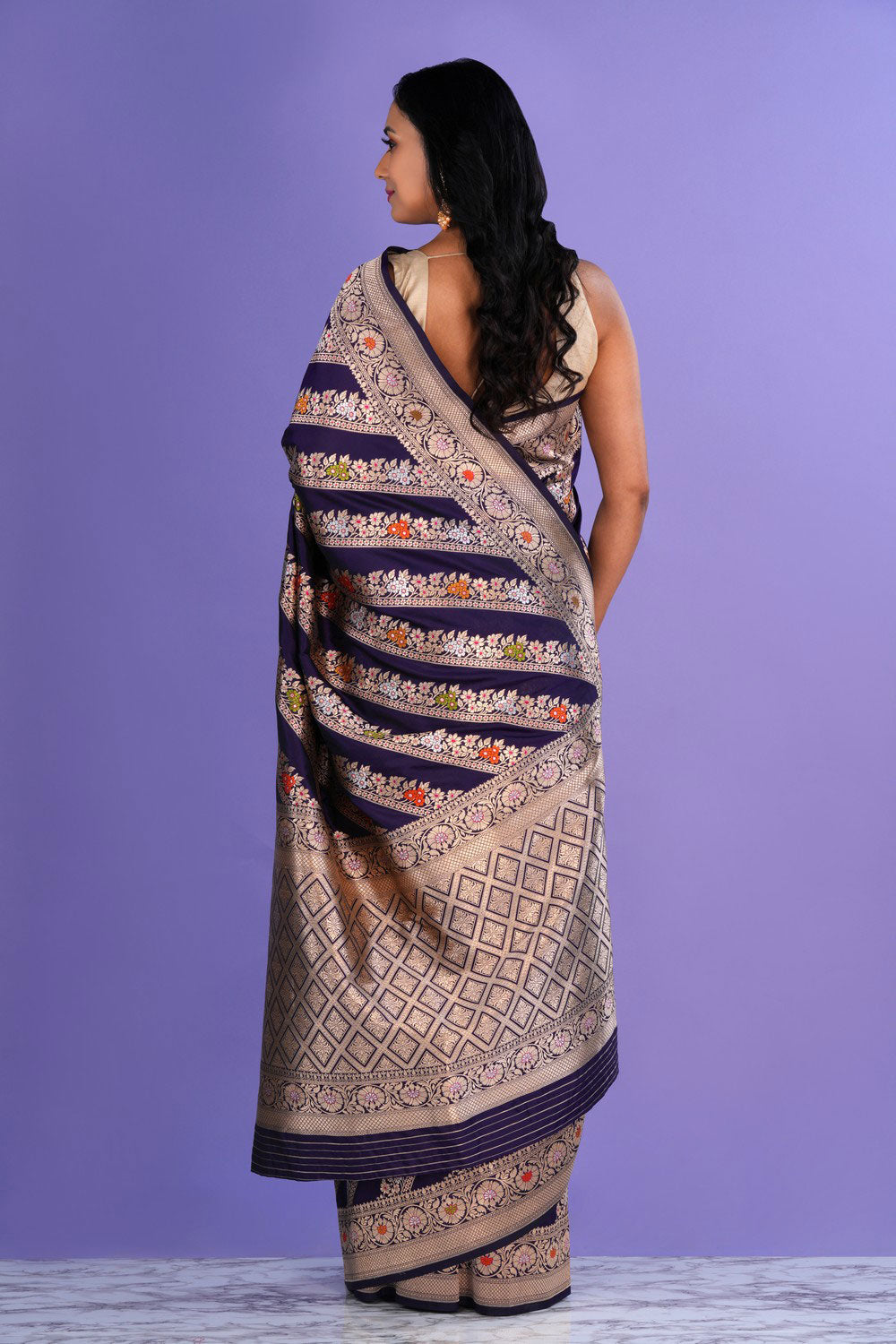 Image of Banarasi Katan Silk Purple Saree
