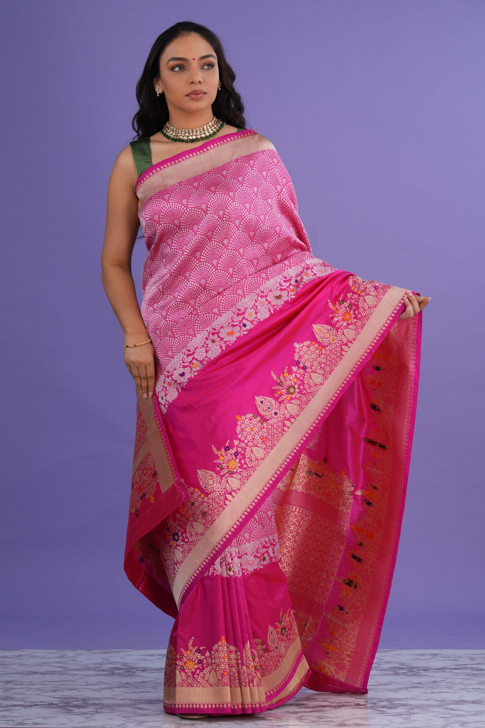 Banarasi Katan Silk Pink Saree