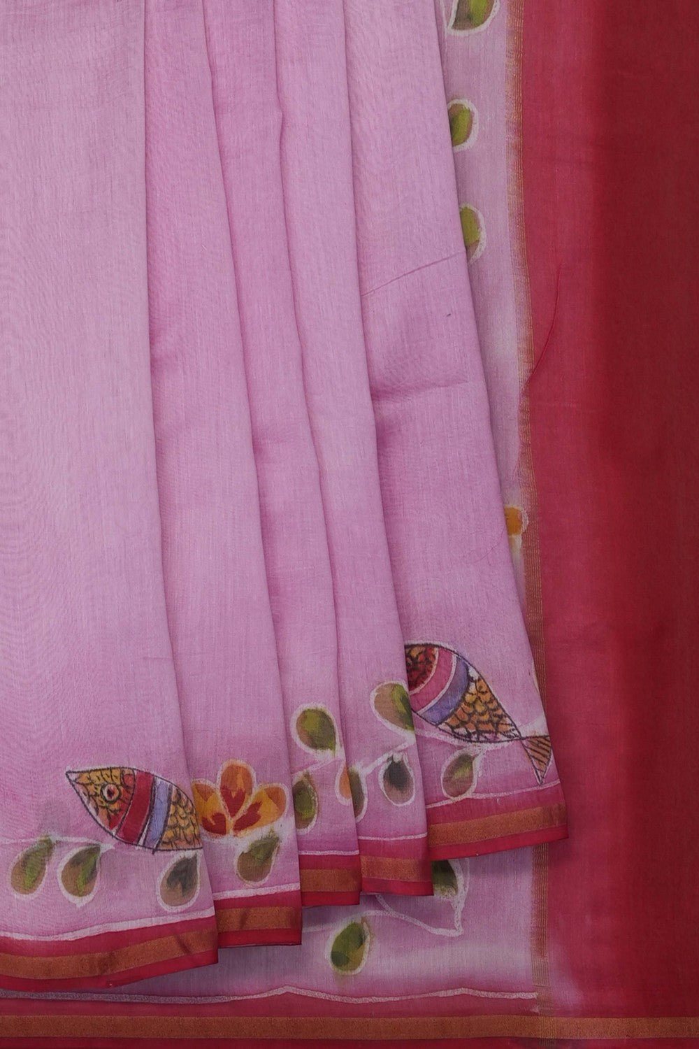Image of Pink Chanderi Silk Cotton Saree