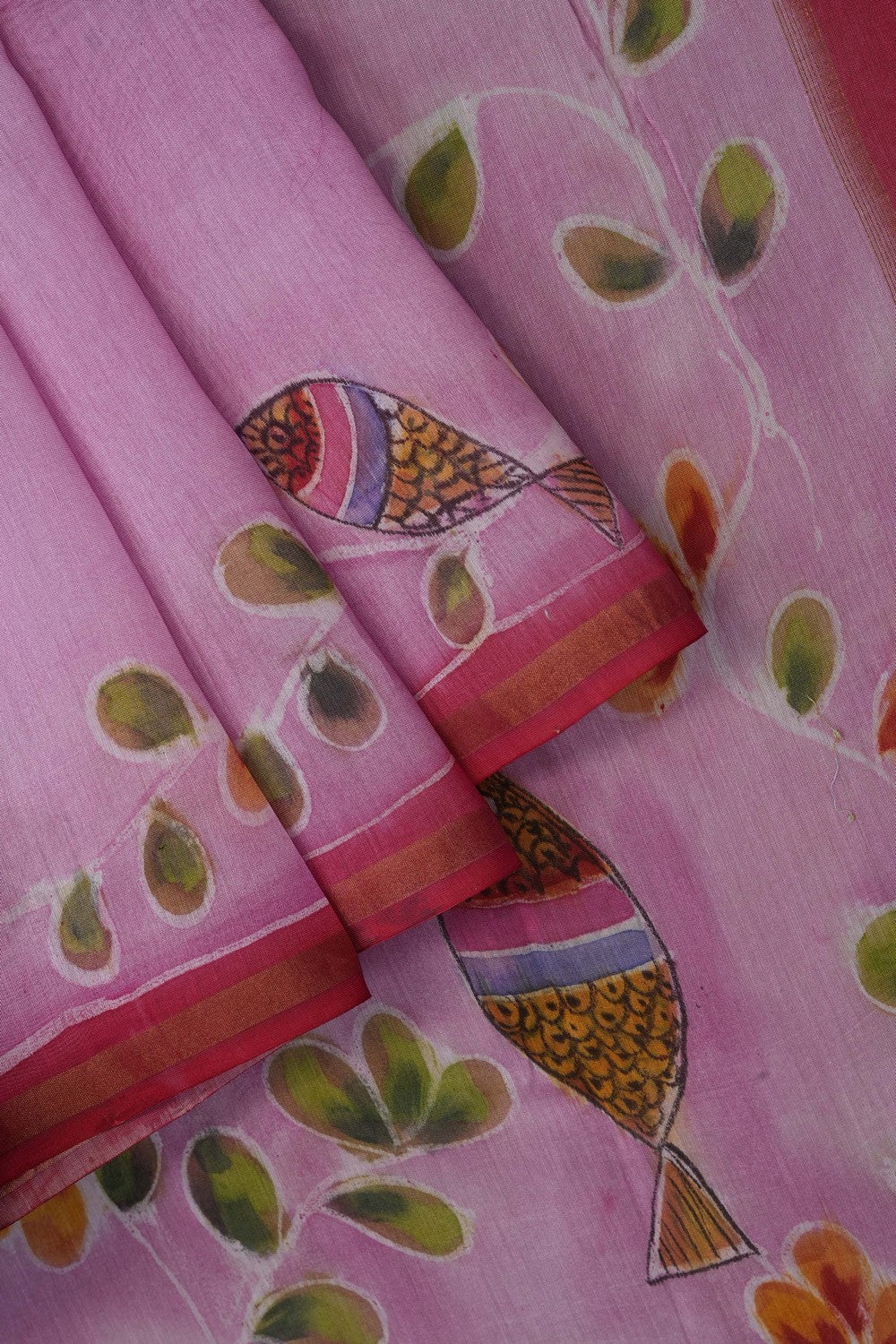 Image of Pink Chanderi Silk Cotton Saree
