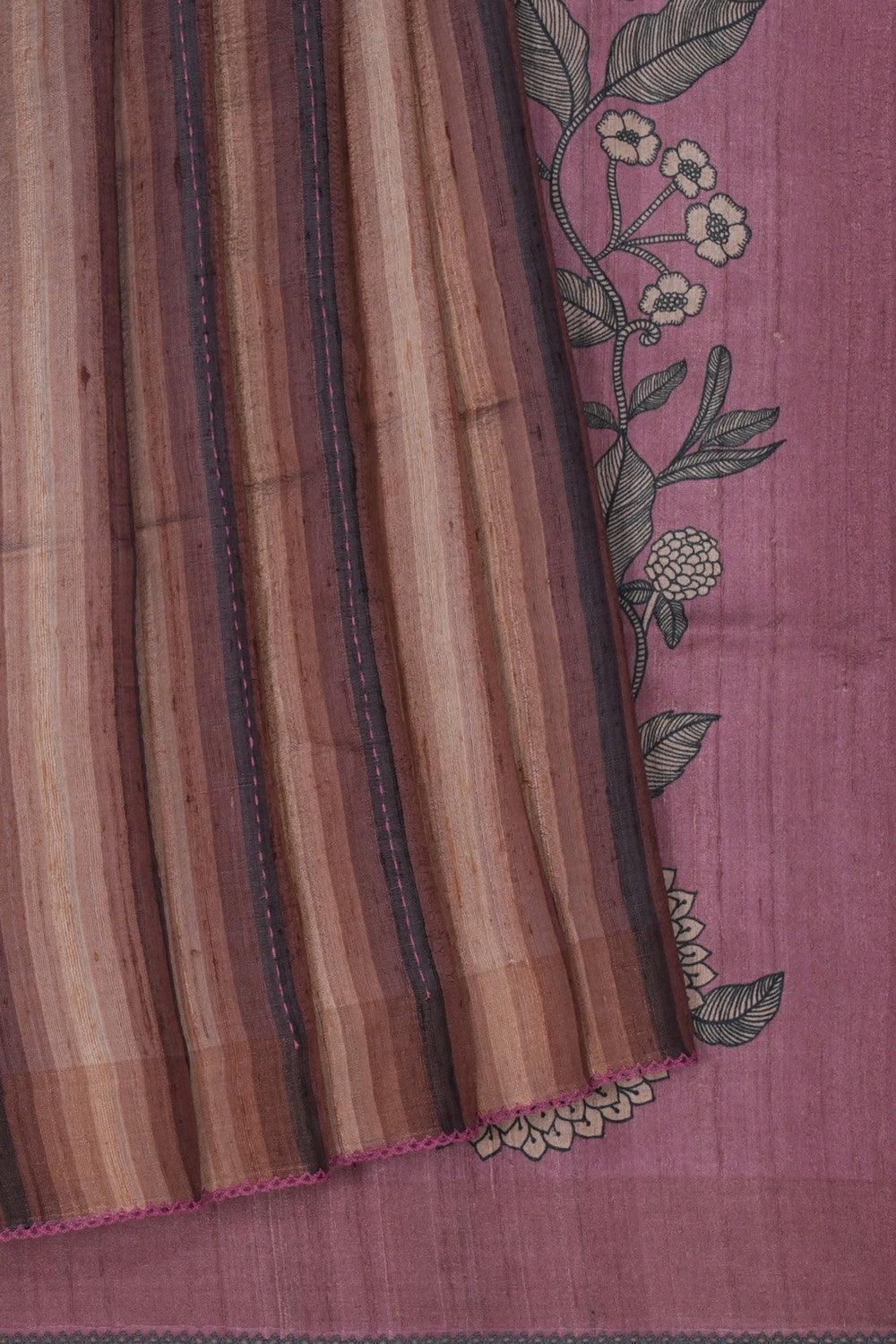 Image of A Tussar Kantha Stitch Saree