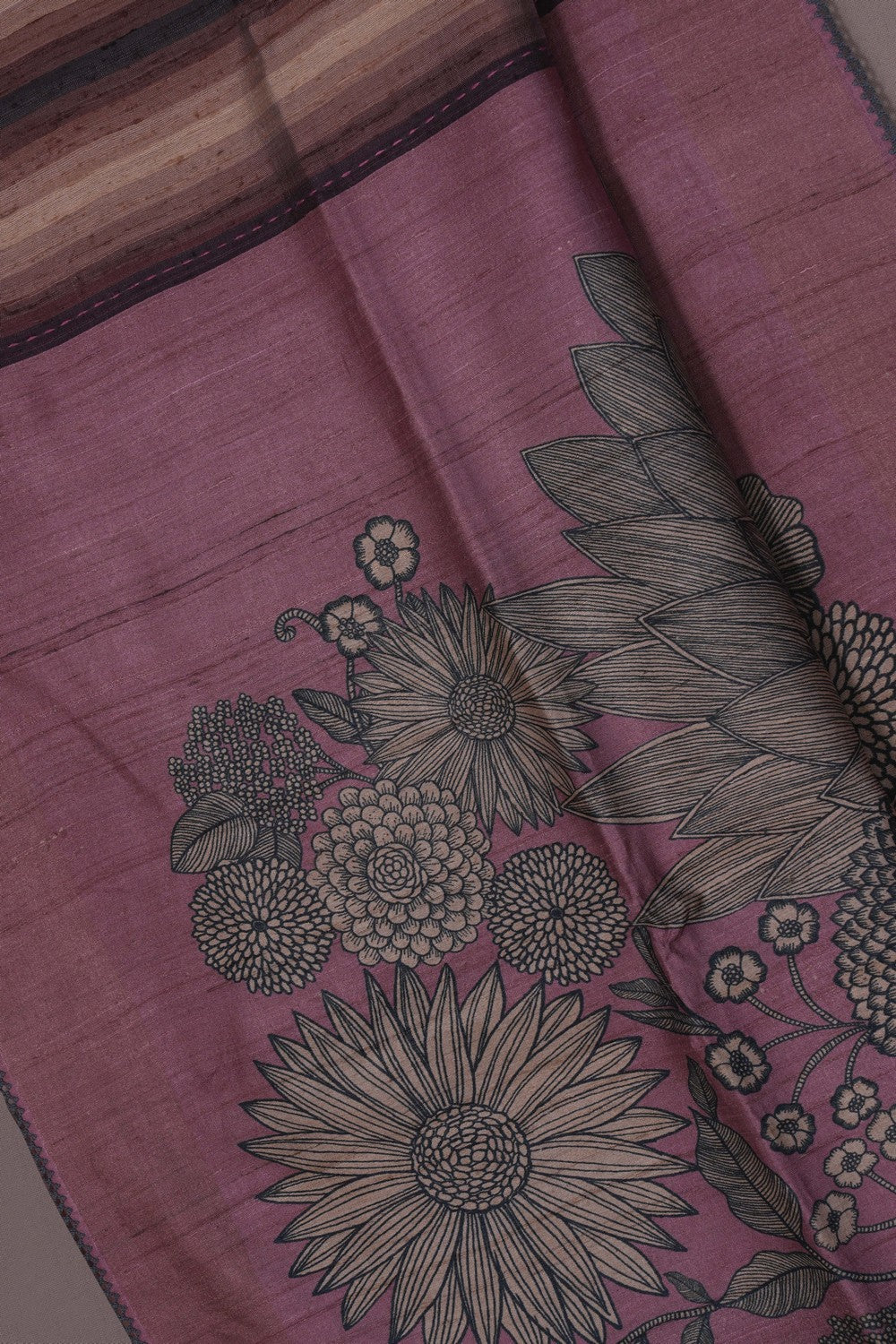 Image of A Tussar Kantha Stitch Saree