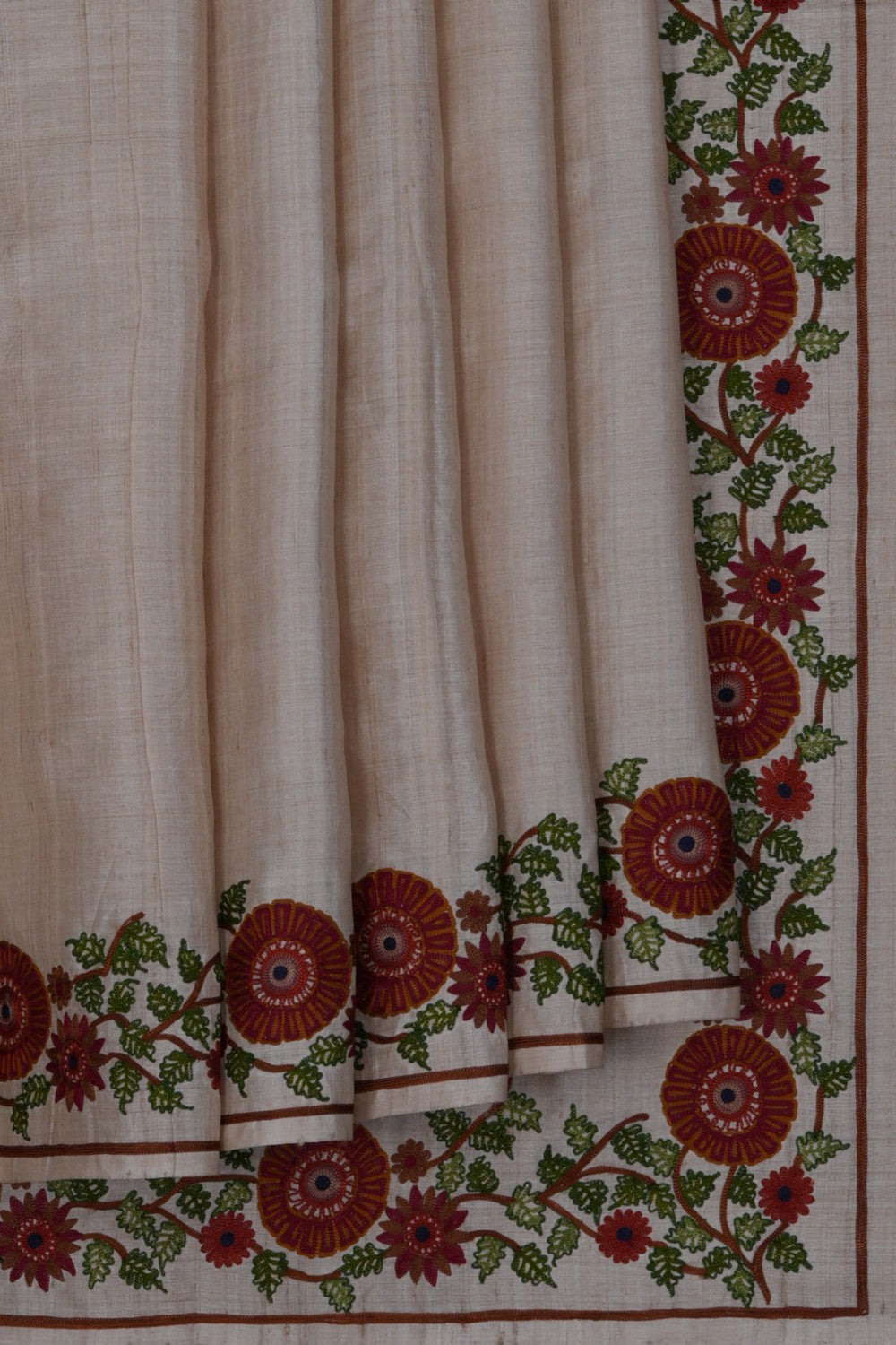 Image of Tussar Silk Embroidery Saree