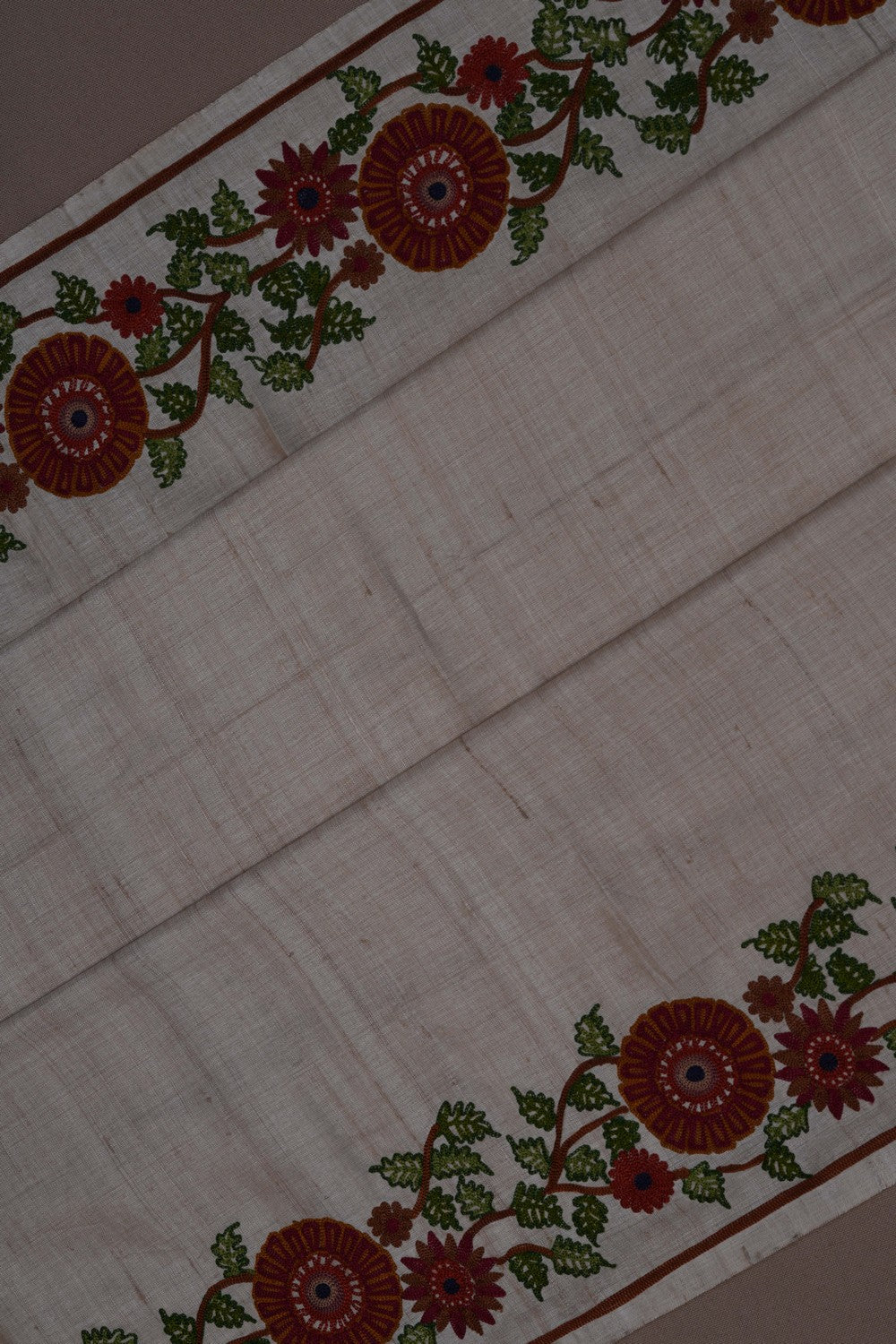 Image of Tussar Silk Embroidery Saree