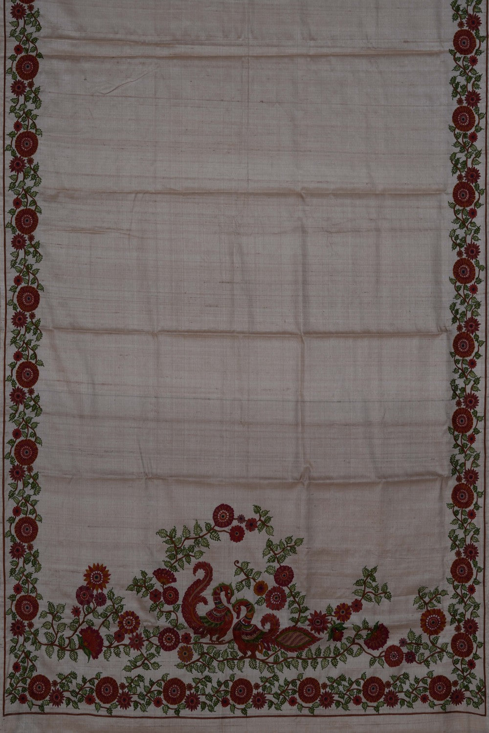Image of Tussar Silk Embroidery Saree