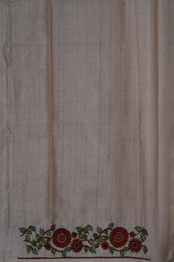 Image of Tussar Silk Embroidery Saree