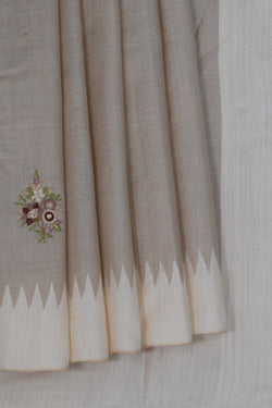 Image of Tussar Silk Embroidery Saree