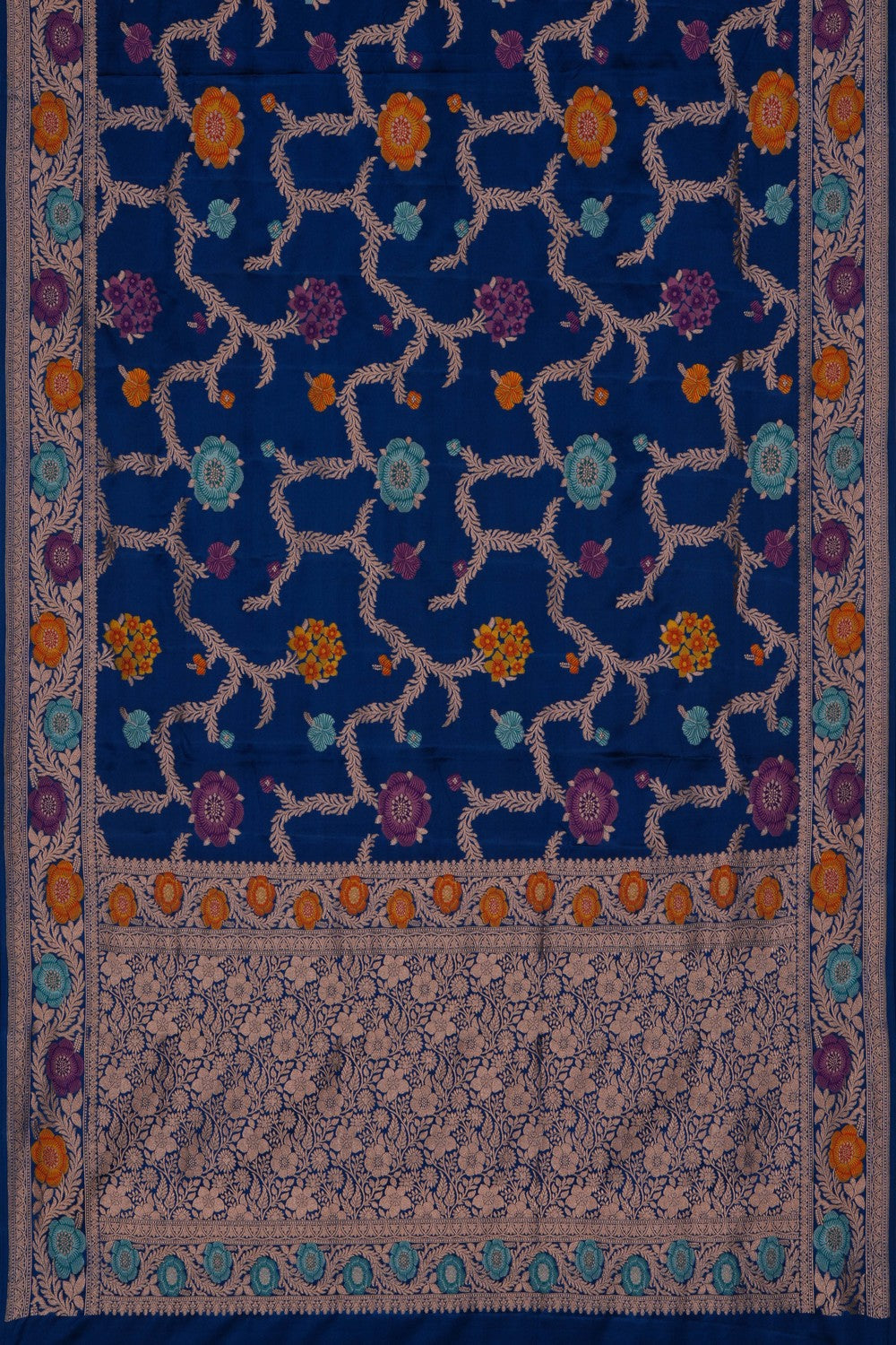 Image of Banarasi Satin Silk Blue Saree