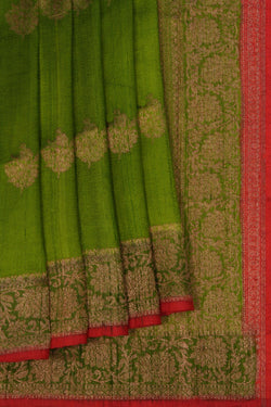Image of Banarasi Dupion Silk Green Saree