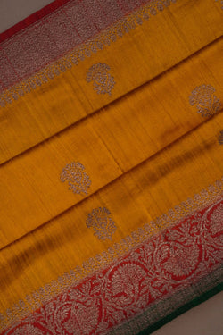 Image of Banarasi Dupion Silk Mustard Saree