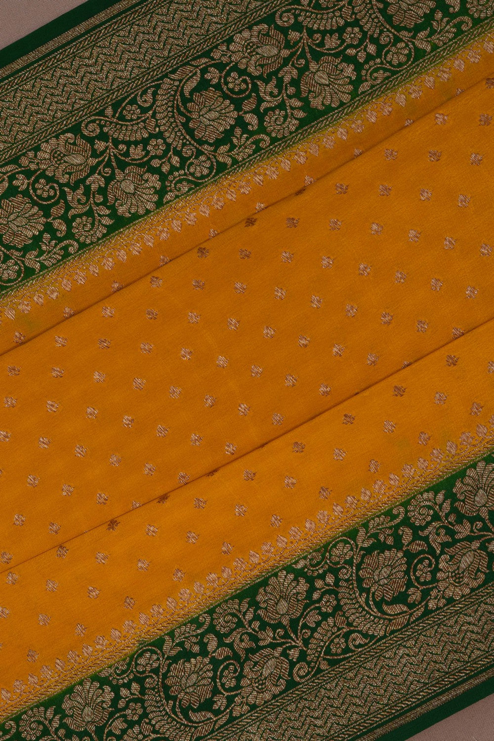 Banarasi Crepe Yellow Saree