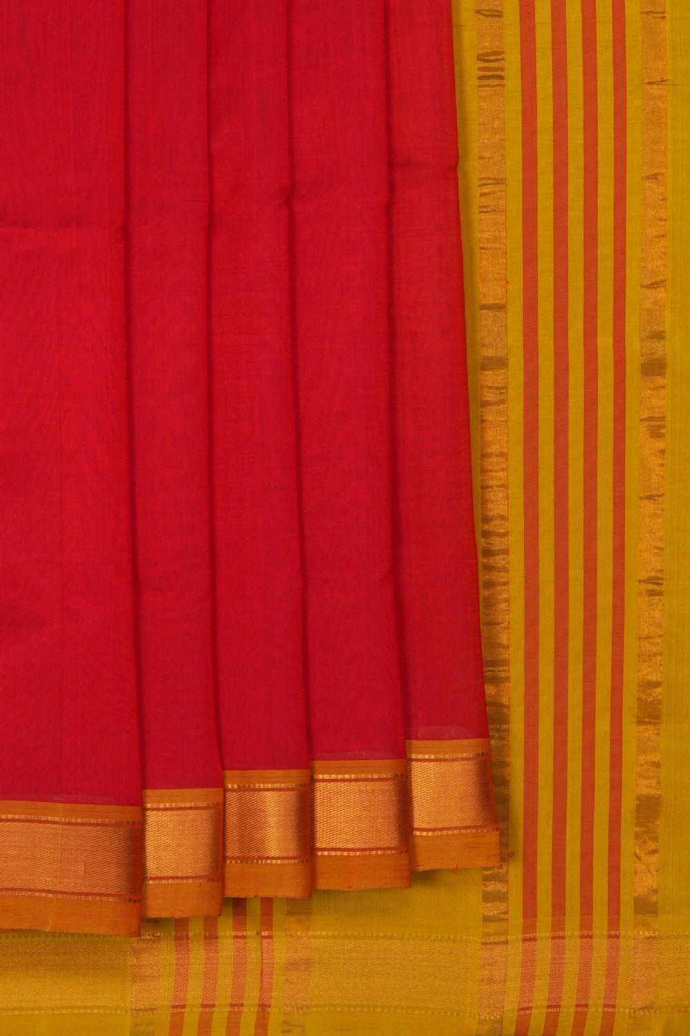 Image of South Cotton Silk Red Saree