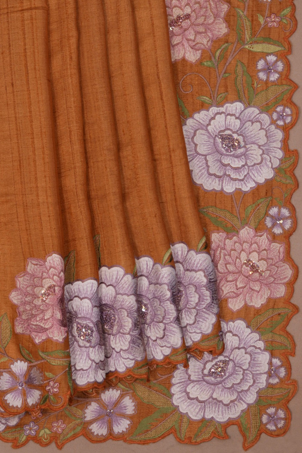 Image of Tussar Silk Brown Saree