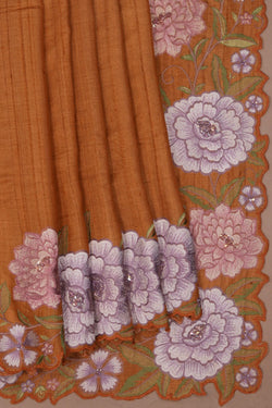 Image of Tussar Silk Brown Saree