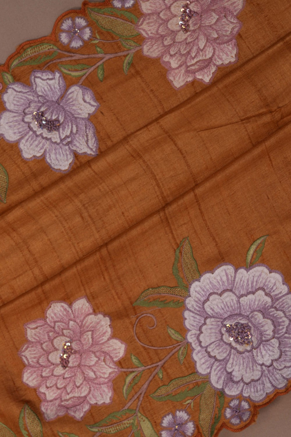 Image of Tussar Silk Brown Saree