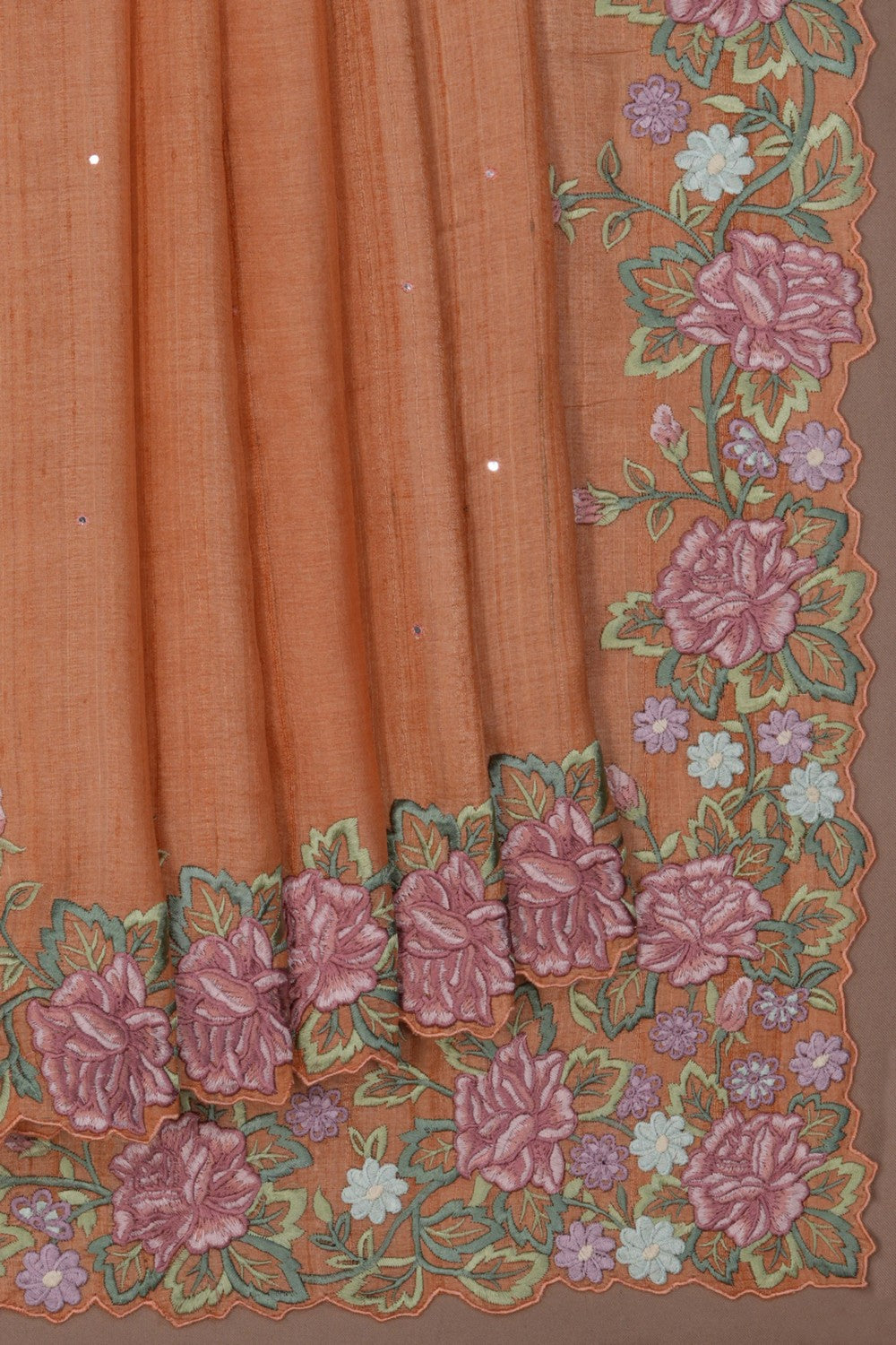 Tussar Silk Peach Saree