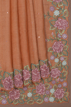 Image of Tussar Silk Peach Saree