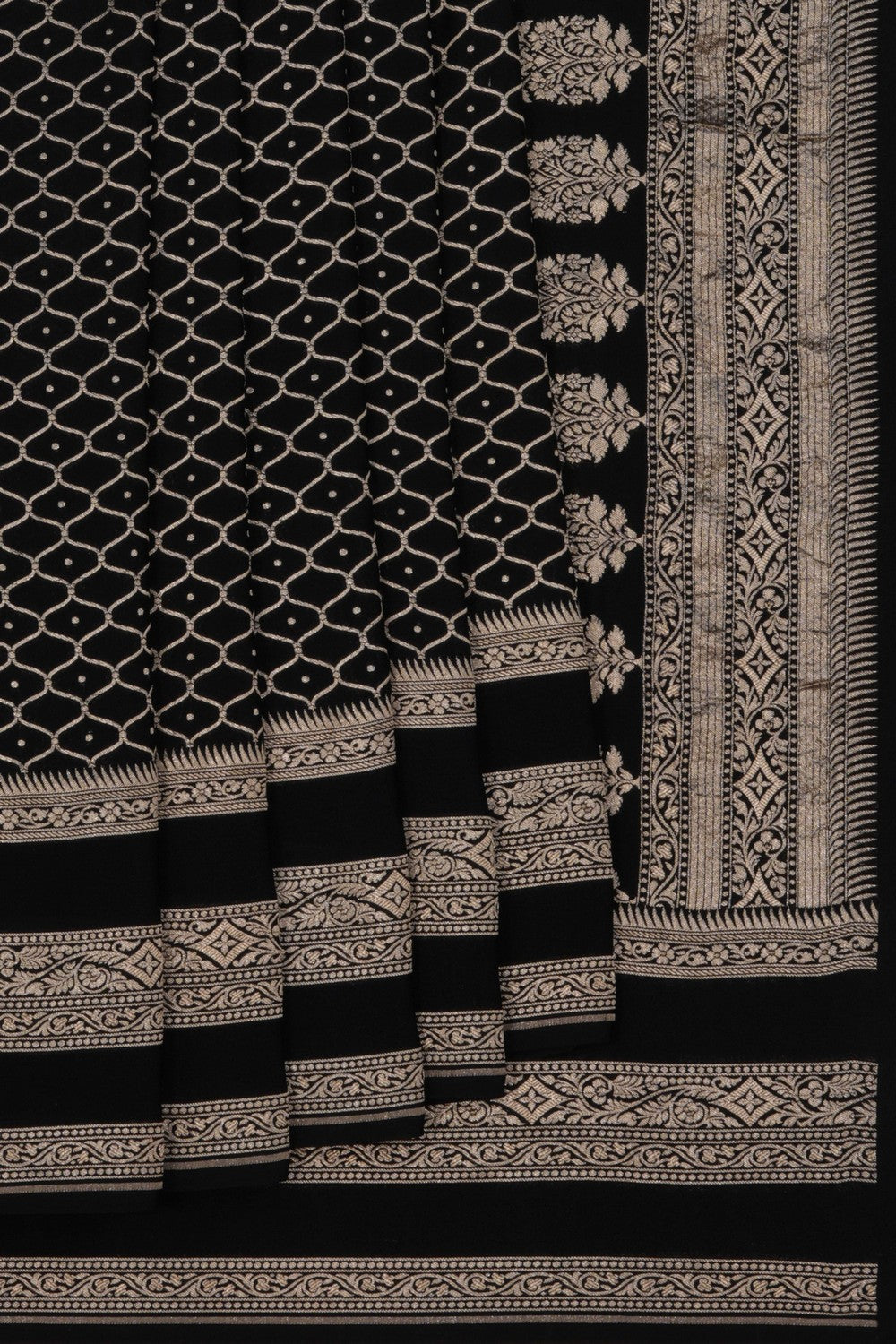 Banarasi Crepe Black Saree