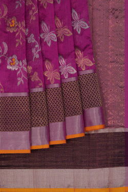 Image of Chanderi Silk Magenta Pink Saree