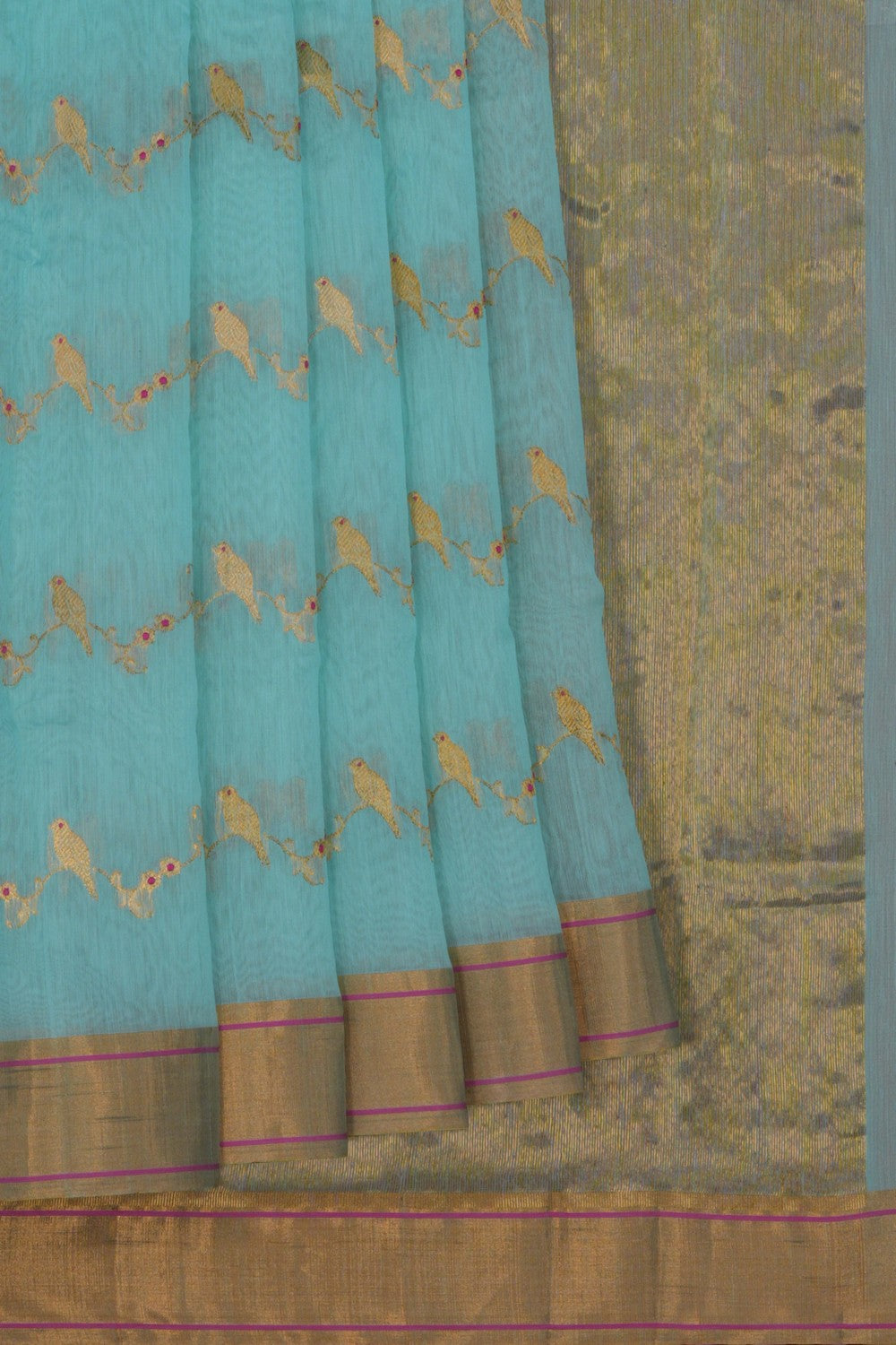 Image of Chanderi Silk Ice Blue Saree