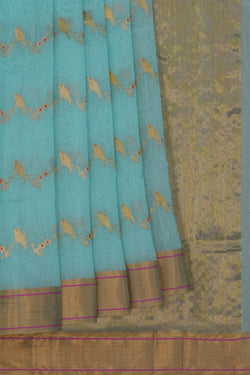 Image of Chanderi Silk Ice Blue Saree