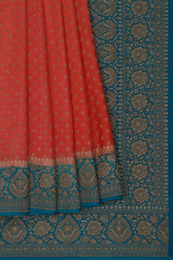 Image of Banarasi Crepe Silk Peach Saree