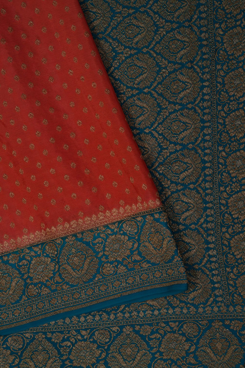 Image of Banarasi Crepe Silk Peach Saree