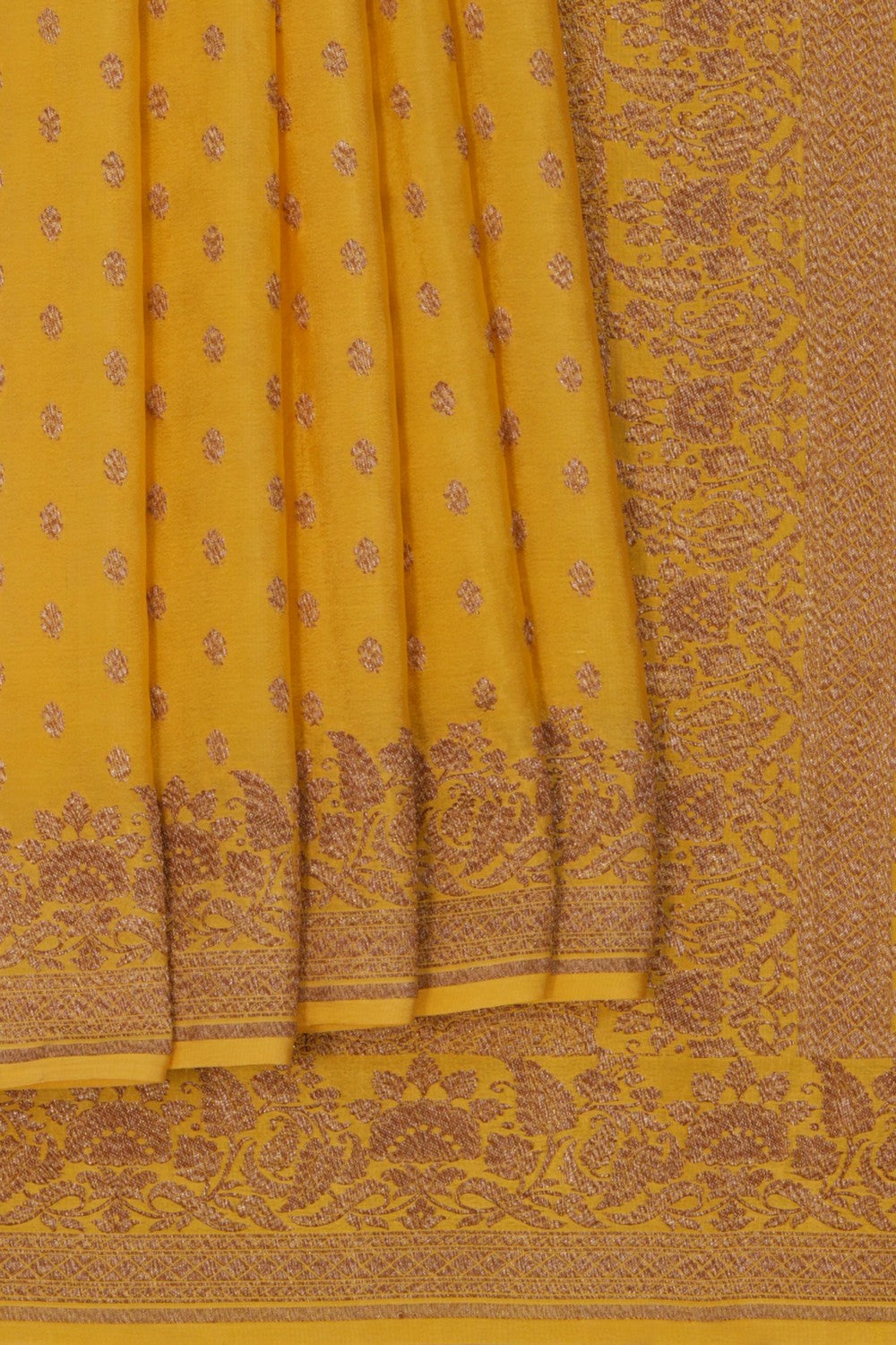 Image of Banarasi Crepe Silk Yellow Saree