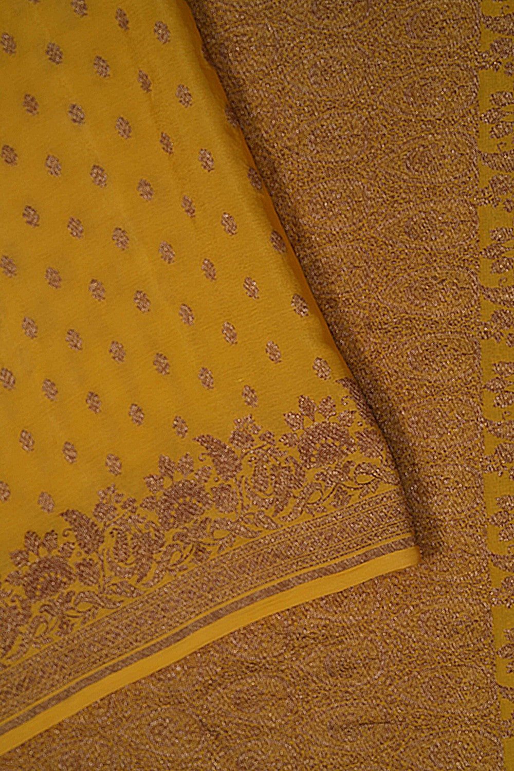 Image of Banarasi Crepe Silk Yellow Saree