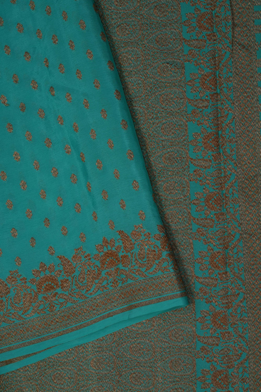 Image of Banarasi Crepe Silk Sea Green Saree