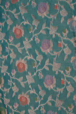 Image of Banarasi Katan Silk Turquoise Blue Saree