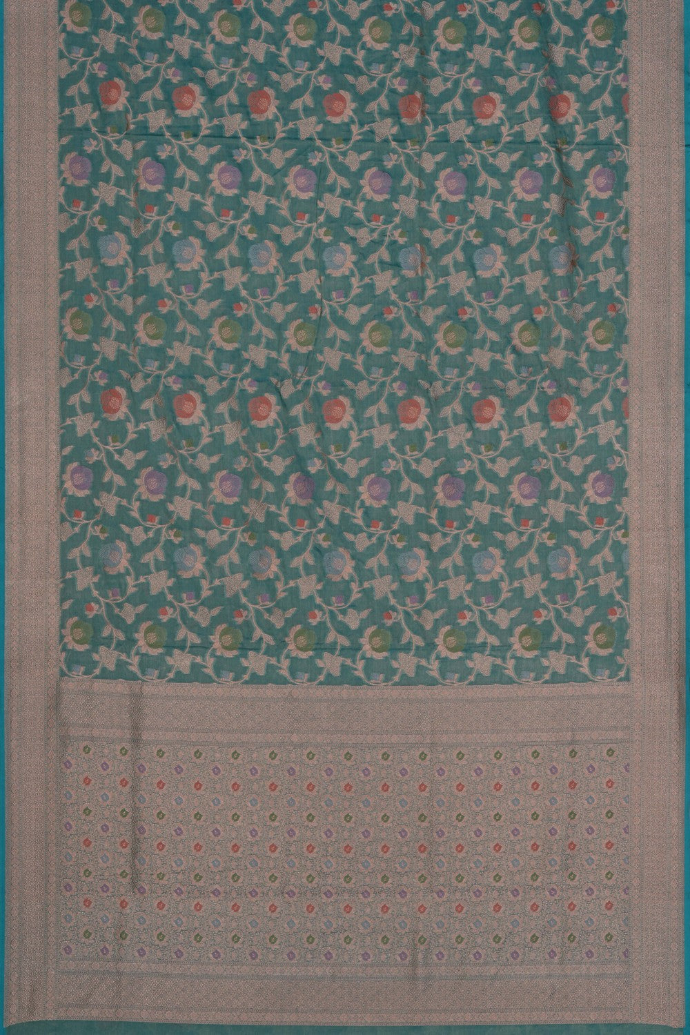 Image of Banarasi Katan Silk Turquoise Blue Saree